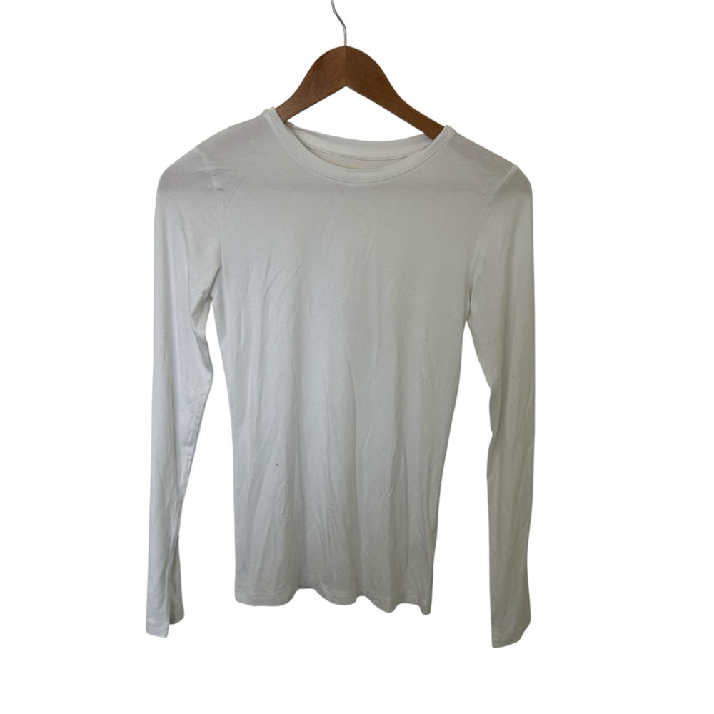 NWT L’Agence Women’s White Long Sleeve Crew Neck Tee Slim Fit Size XS